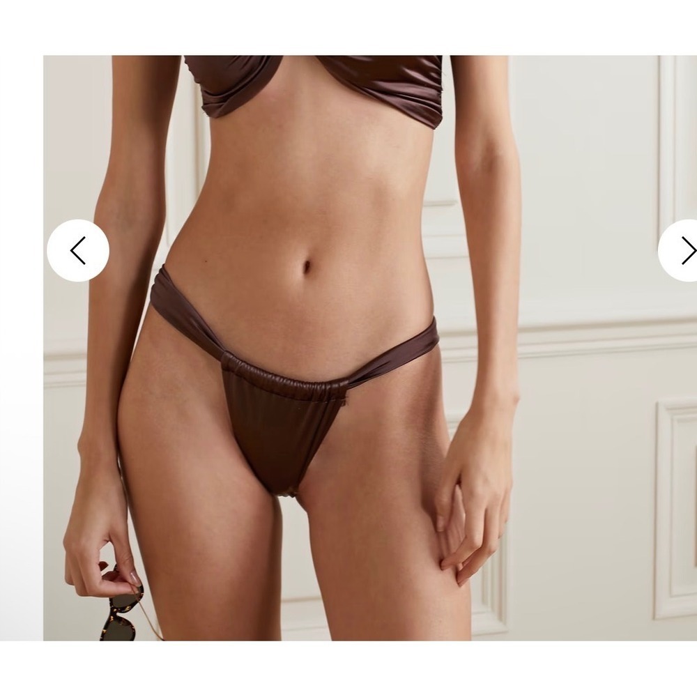 Good American Better Banded Bikini Bottom 4XL Dark Cocoa High Cut Satin Ruched